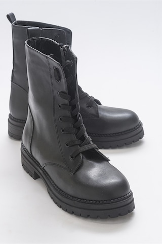 Luvishoes Breva Siyah Cilt Kadın Postal Bot Siyah