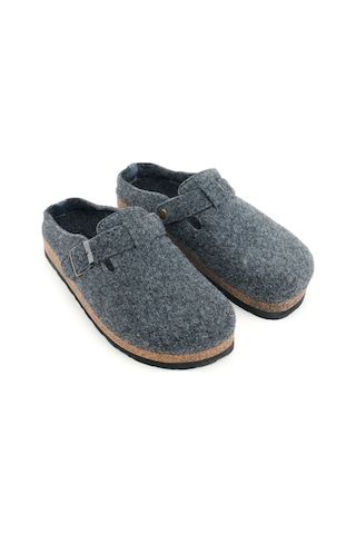 Gezer Erkek Kışlık Keçe Mantar Taban Tek Toka Ayarlanabilir Rahat Taban Ev Bahçe Terlik Gt2kmm.15376.11.067.g19 Füme