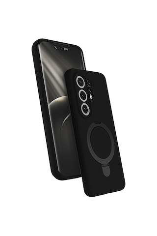Maks Technology Tecno Camon 50 Pro Kılıf M-safe Şarj Özellikli Standlı Mkst Samara Kapak - Siyah