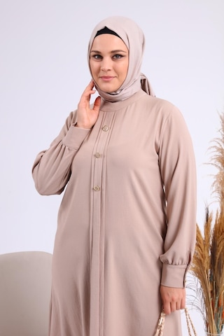Ferace Kadin Buyuk Beden Tesettur Tunik Düğmeli Ayrobin Kumaş 001