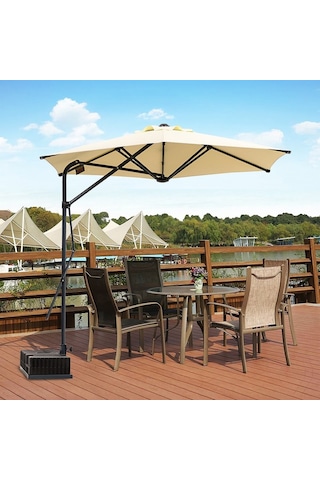Sahra 250/6 Yandan Gövdeli Bahçe Şemsiyesi - Krem Krem