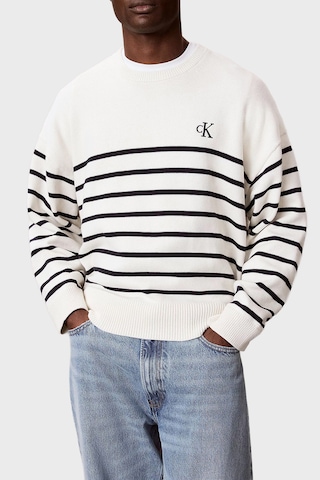 Calvin Klein Pamuk Ve Kaşmir Karışımlı Relaxed Fit Logolu Kazak Lv04rg305gyas Erkek Kazak Lv04rg305g Yas Krem