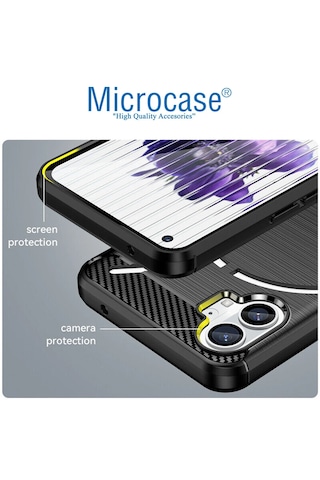 Microcase Nothing Phone 2 Brushed Carbon Fiber Silikon Kılıf - Siyah Al3332