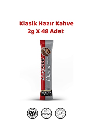 Aladeeb Klasik Hazır Kahve %100 Çözünebilir Tek Kullanımlık 48 x 2 G