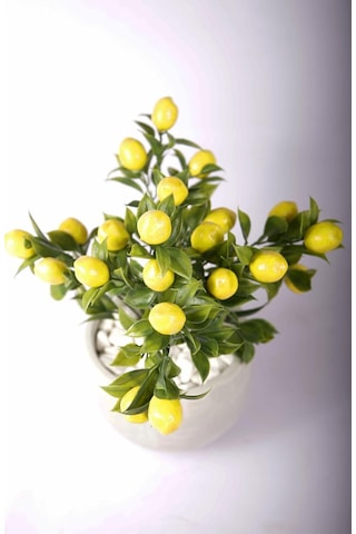 Yapay Limon Ağacı Tanzimi Beton Saksıda Yapay Çiçek Yapay Bitki Yeşil-sarı