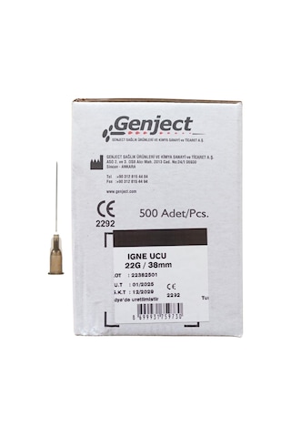 Genject - Enjektör İğne Ucu 38mm Siyah 22g - 50 Adet Genject - Enjektör İğne Ucu 38mm Siyah 22g - 50 Adet