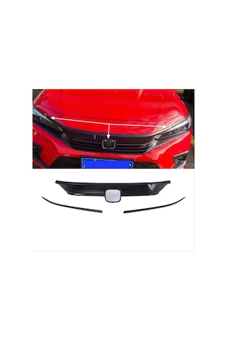Honda Civic Fe1 Ön Panjur Kaplama Piano Black 3 Parça 2022-