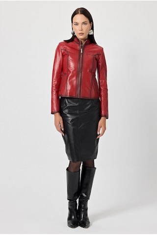 Antonella Kırmızı Kadın Deri Mont 001