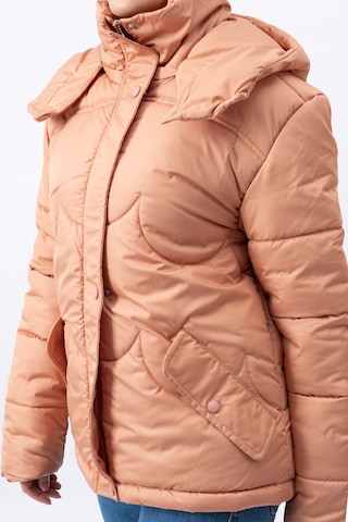 Acw Fashion Bulut Desenli Oversize Çıkarılabilir Kapüşonlu Modern Kadın Mont Lacivert