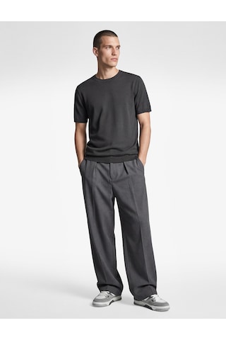 Koton Regular Fit Bisiklet Yaka Viskon Karışımlı Kısa Kollu Basic Triko Tişört Antrasit 6sam70052ht