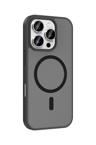 Apple Uyumlu iPhone 16 Pro Kılıf Magsafe Şarj Özellikli Mat Tasarım Lüx Babet Kapak Siyah