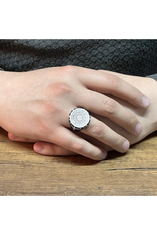 925 Ayar Gümüş Mühr-Ü Süleyman Erkek Yüzük (546715187)