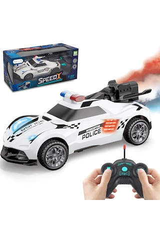 Uzaktan Kumandalı Şarjlı Duman Atan Araba 1:20 Full Fonksiyon Kumandalı Buhar Çıkaran Oyuncak Araba Beyaz