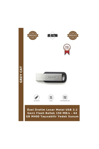 Özel Üretim Lexar Metal Usb 3.2 Gen1 Flash Bellek 150 Mb/s 64 Gb M400 Taşınabilir Yedek Sunum