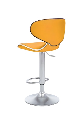 Bürocci Zen Bar Taburesi - Hardal Modern Deri Metal Ataklı Yüksek Tezgah Sandalyesi - 9549s0492 Hardal