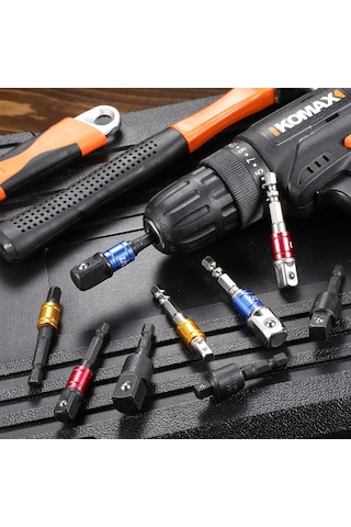 Ximistore9 9 Parça Çok Amaçlı Matkap Ucu Adaptör Seti - 360 Derece Dönebilir, Krom Vanadyum Çelik