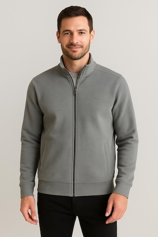 Troy Slim Fit Erkek Tam Fermuarlı Ceket - 7441 Gri