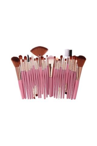 Hfambition 25'li Tam Makyaj Fırça Seti - Göz Farı, Kaş, Pudra Fırçaları - Yumuşak Fiber, Taşınabilir Abs Kollü