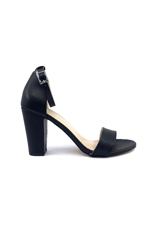 Ayakkabımood Gizzah Siyah 9Cm Bayan Tek Bant Topuklu Ayakkabı
