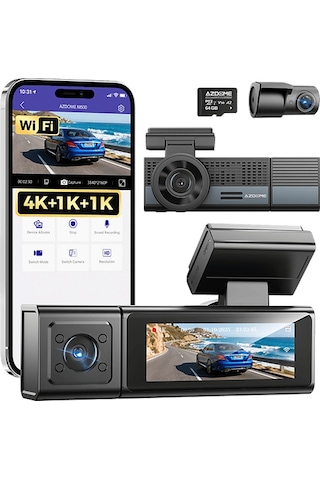 Azdome M500 4k 3 Kameralı Araç İçi Kamera