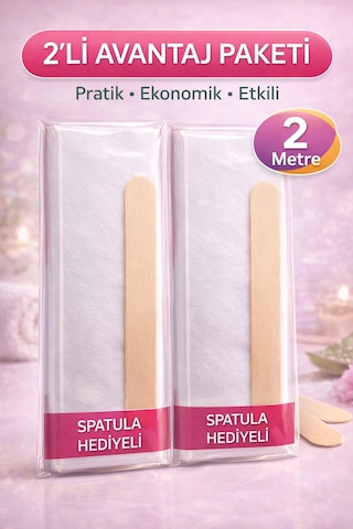 Hemengo Biowet Ağda Bezi 2 Metre Spatula Hediyeli Epilasyon Bezi Dayanıklı Tüy Dökme Bezi 2'li Paket Hmngobzs