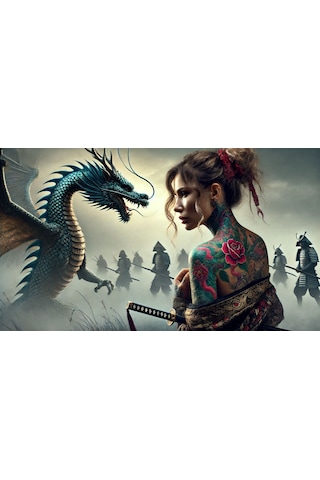 Ti-play Assassin Woman Saldırı 60x90cm Modern Samuray Pvc Çerçevesiz Tablo