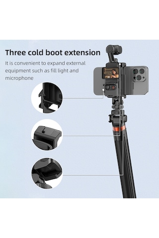 Padalink Djı Osmo Pocket 3 Ve Akıllı Telefon Uyumlu, 3 Soğuk Ayakkabı Montajlı, Çift Yükleme Özelliği, Tripod Uyumlu Siyah Tutucu