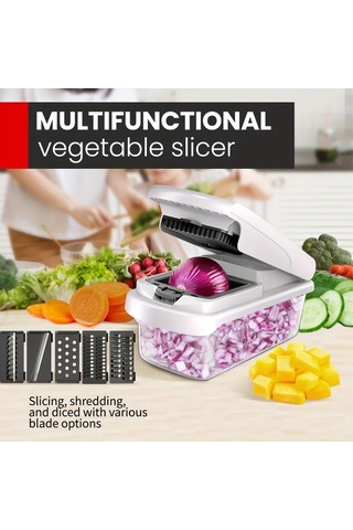 Techbloom 15 İn 1 Çok Amaçlı Mutfak Doğrama Aleti Beyaz Ev Yemekleri İçin Mükemmel Yardımcı Dilimleme Rendeleme Ve Öğütme 15den Fazla Kullanım Parti Ve Toplantılar İçin Ideal 1 Parça