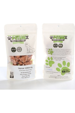 Petimix Freeze Dry Tavuk Yürek Barf Köpek Ödül Maması 40 G