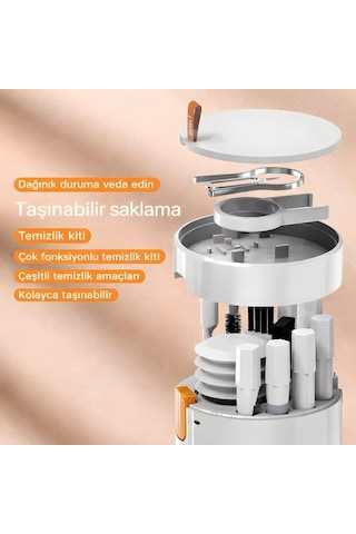 8 Li Çok Fonksiyonlu Kulaklık Ve Klavye Temizleme Kiti Taşınabilir Mini Temizlik Seti Tuş Çıkarıcı, Switch Sökücü, Hava Üfleyici Ve Detay Fırça Beyaz