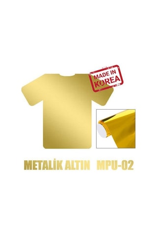 Metalik Altın Flex Pu Tekstil Transfer Folyosu - 51 Cm X 1 Metre Beyaz
