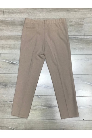 Scuba Yanlardan Cepli Önü Dikişli Paçası Çakmalı Beli Lastikli Büyük Beden Pantolon Krem