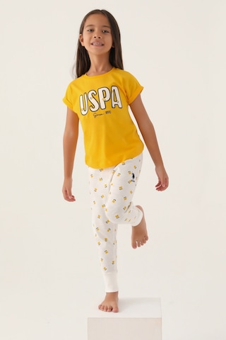 U.s. Polo Assn Lisanslı Text Printed Sarı Kız Çocuk Pijama Takımı 5274-43373 Sarı