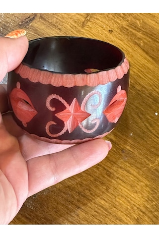 Oyma Kemik Kadın Hint Bileziği Çap 7 Cm 1212181897066g Bordo