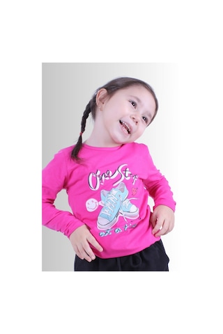 Panios Kids Kız Çocuk Baskılı T-shirt Pembe1 Pembe
