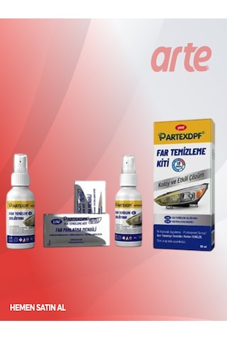Partex Far Temizleme Kiti Far Parlatma & Temizleme Seti Sararma & Matlaşma  Araba & Mo