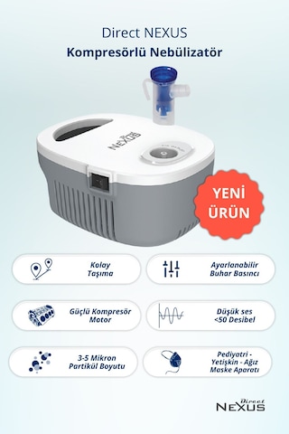 Direct Nexus Çocuklar Ve Yetişkinler Için Kompresörlü Nebülizatör