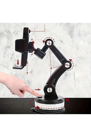 Primepickings Black Araç Telefon Tutucu 360 Derece Dönebilir Ayarlanabilir Yükseklik Açı Şok Emici Jel Tabanlı