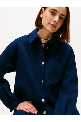 Tommy Hilfiger Çift Taraflı Yün Karışımlı Normal Kesim Kadın Mavi Ceket Ww0ww46558c1g Mavi
