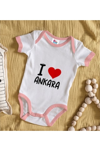 Bk Kids I Love Şehir Serisi Pembe Bebek Body Zıbın - Model 1 Beyaz - Pembe