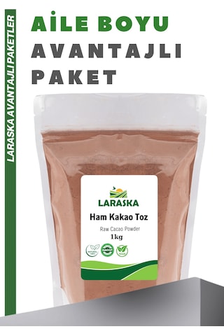 Natural Ham Kakao Toz 1kg - Raw Cacao Powder Aile Boyu Paket
