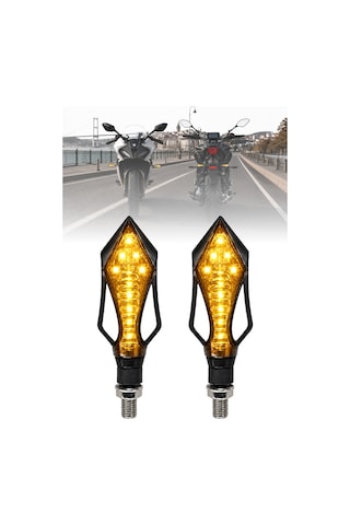 Motosiklet Led Sinyal Lambası Universal Kanat Model Sarı Amber Led Işık Kanat Tasarım Vidalı Montaj