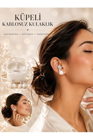 Küpeli Kablosuz Bluetooth Kulaklık Uzun Süreli Şarj Özellikli - Lisinya