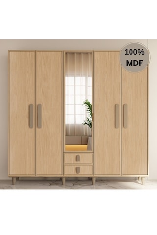Karanfil 5 Kapak Mdf Ayaklı Tasarım Gardırop Rota