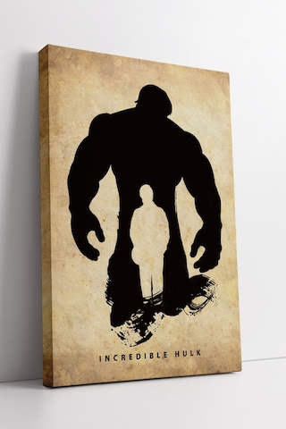 Incredible Hulk Siluet Kanvas Güç Ve Dönüşüm Temalı Minimal Vintage Modern Dekoratif Duvar Tablosu