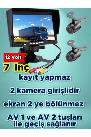 2 Ad. Kelebek Kamera + 7'' Monitör Seti Kayıt Yapmaz 12 Volt
