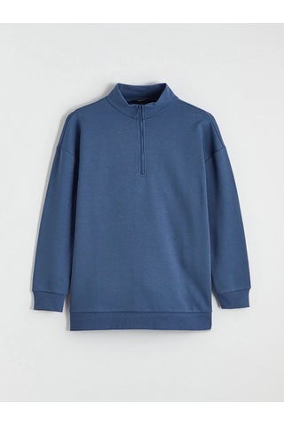 Lc Waıkıkı Mavi Dik Yaka Kadın Sweatshirt Tunik