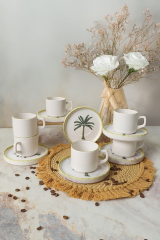 Keramika Palmiye Stackable Çay Takımı 12 Parça 6 Kişilik 22642 Çok Renkli
