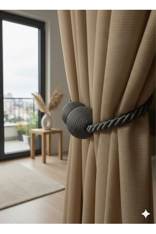 Mıknatıslı Perde Bağlama Aparat Aksesuarı Braçol Antrasit