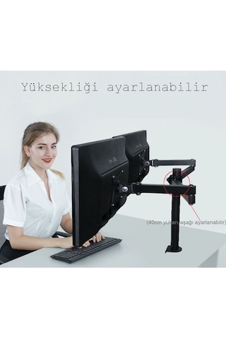 Techtic Çift Kol Monitör Tutucu 17-32inç Lcd Led Alüminyum
